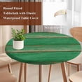 thumbnail image 4 of Green Wood Grain Round Tablecloth, Fitted Table Cover with Elastic for 36"-44" Round Tables, Farmhouse Texture Vintage Country Table Cloth Outdoor Indoor Dinning Party Waterproof Tablecloths, 4 of 7