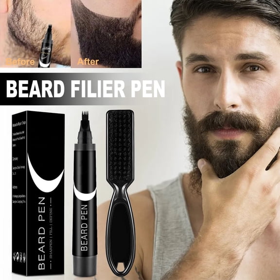 weibbin Waterproof & Sweat-Proof Beard Filling Pen Kit for Men, Smudge-Proof Facial Hair Enhancer with Natural Look, 2.5ml