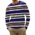 thumbnail image 2 of Men's Fashion Casual Printed Round Neck Long Sleeve T-Shirt Tops Blue L, 2 of 5