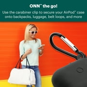 onn. AirPods 2nd Generation Water Resistant Case with Carabiner, Easily Charge and Access, 3 inch