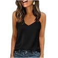 thumbnail image 2 of Women Silk Satin Camisole Summer Casual V Neck Business Blouses Sleeveless Adjustable Strap Tank Tops New Womens Oversized T Shirts Black XL, 2 of 8