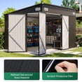 thumbnail image 2 of Clouddwell 10ft x 8ft Heavy-Duty Metal Storage Shed with 3 Doors, Lockable Lean-To Design, Weatherproof for Garden & Tools (Black), 2 of 9
