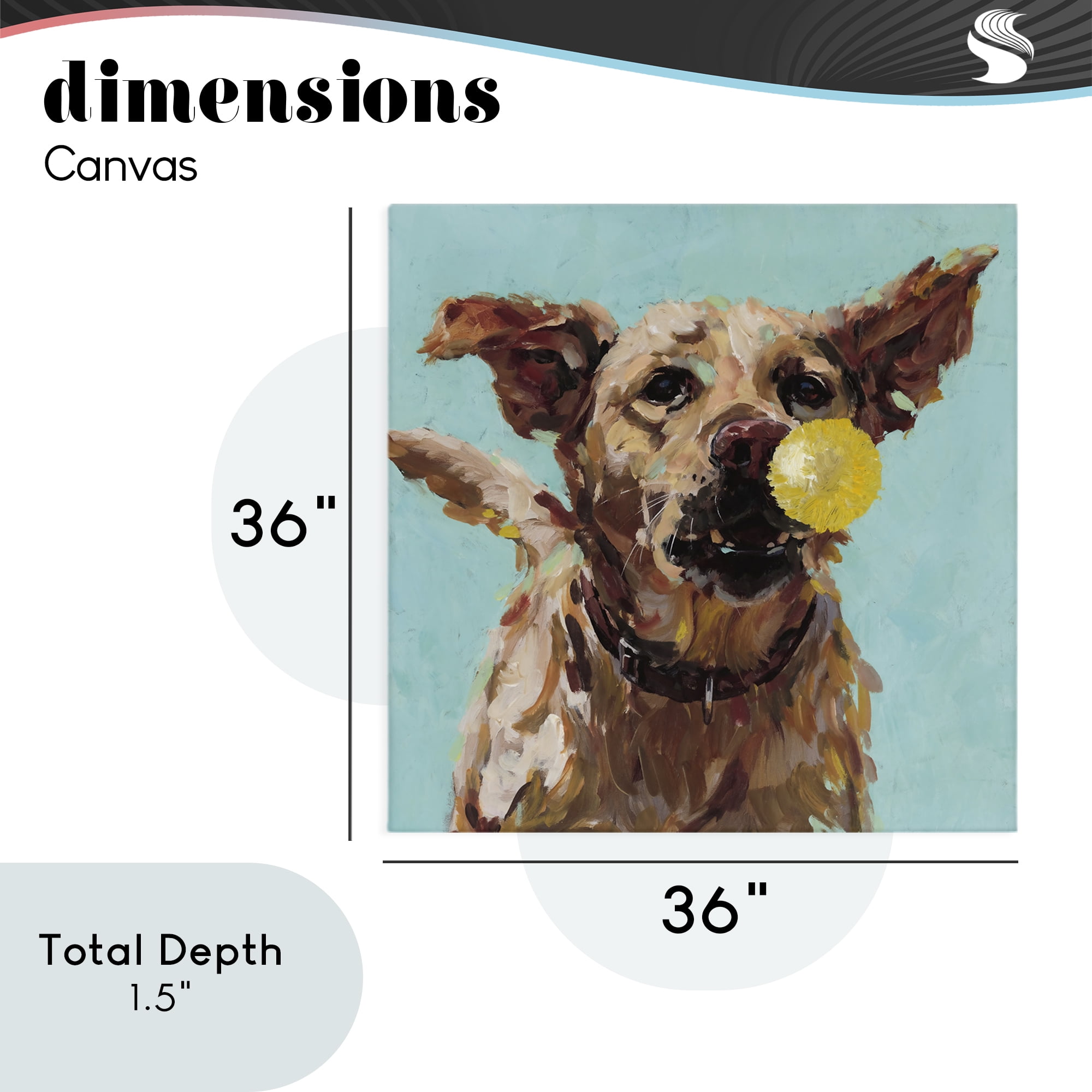 Dog Playing with Ball Canvas Wall Art, design by Studio Bautista