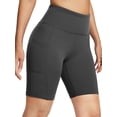 thumbnail image 2 of TRYSIL Women's Biker Shorts Inseam 8" High Waist Yoga pants Workout Gym Running Volleyball Spandex Shorts with Pockets, 2 of 7