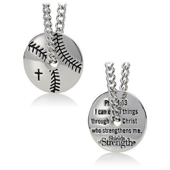 Men's Stainless Steel Baseball/Softball Pendant Necklace-Phil 4:13 by Shields of Strength