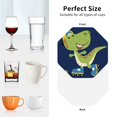 thumbnail image 6 of Zufioo Dino Playing Roller Skate Print Leather Coaster Set, Decorative PVC Coasters 4-pack - Scald and Stain-resistant, Suitable for Home, Cafes, Restaurants-Octagon, 6 of 6