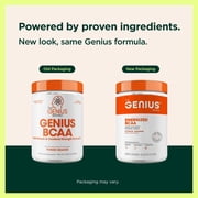 Genius BCAA Powder - 5g Vegan BCAAs L-Glutamine, Cognizin & Rhodiola Muscle Recovery Energy Support 100mg Caffeine Pre, Intra, Post-Workout Nootropic Supplement for Focus & Performance - Orange