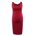 thumbnail image 2 of Robe Débardeur de Maternité Moulante Sans Manches Décontractée Courte Froncée Midi Ajustée pour Femmes Enceintes, 2 of 4