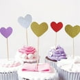thumbnail image 3 of pitrice 30pcs Heart Shape Cake Toppers Insert Cards with Toothpick Cupcake Decorations - Mixed Light Color, 3 of 9