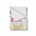 thumbnail image 2 of Tennis Soft Flannel Fleece Blanket, When All Fails Take a Bath Written Bubbly Tub Positive Vibes Pattern, Cozy Plush for Indoor and Outdoor Use, 50" x 70", Pale Green Brown and White, by Ambesonne, 2 of 6