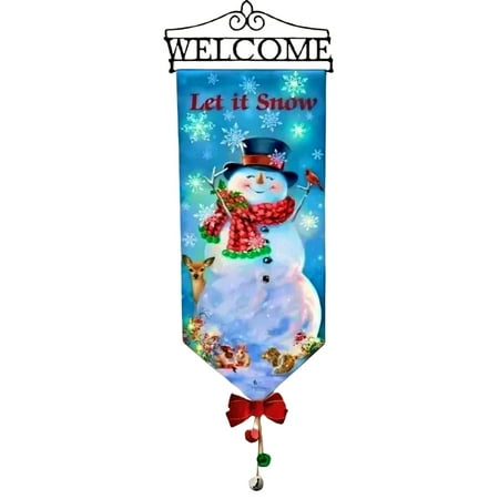 The Bradford Exchange Let It Snow Welcoming the Seasons Welcome Sign Collection with Light-Up Christmas Banners 24-Hour Timer Seasonal Accents and Metal WELCOME Display by Dona Gelsinger 36-inches