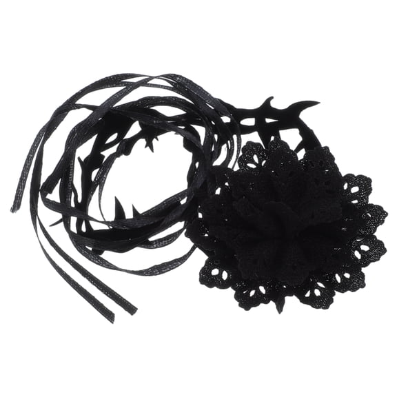 Unique Bargains 1 Pc Choker Necklace Delicate Rose Tie Wrap Around Wrist Bracelet Black Thorn
