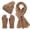 Khaki, variant on HNMKIU Women's Fashion Casual Solid Color Knitted Warm Woolen Hat Scarf Three Piece Winter Set Khaki - One Size