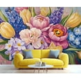 thumbnail image 3 of Floral Wall Mural - Spring Flower Wall Murals, Colorful Flowers Hd Photo For Living Room Bedroom, Flower Mural 110"W x 79"H (Not Peel and Stick), 3 of 6