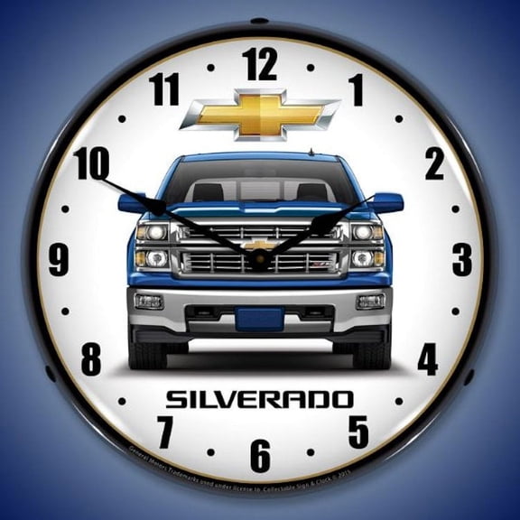 2015 Chevrolet Silverado Pickup Truck Wall Clock (Blue), Lighted