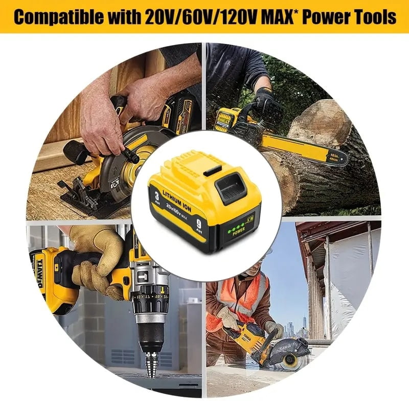 High-Capacity 9.0Ah Lithium-Ion Battery for Dewalt - 20V 60 Volts 9.0Ah Battery