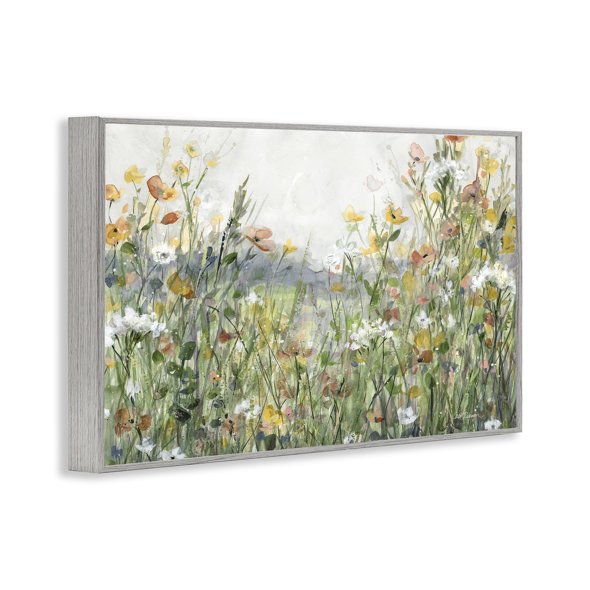 Stupell Industries Quiet Natural Meadow Landscape Painting Gray Framed Art Print Wall Art, 30 x 20