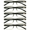 5 Packs Mens Rectangle Half Frame Reading Glasses Blue Light Blocking Black Spring Hinge Readers +2.00