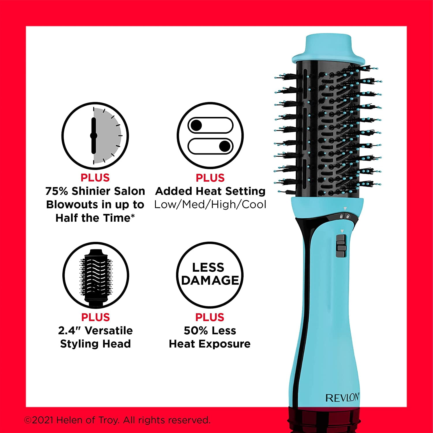Revlon One Step Volumizer PLUS 2.0 Hair Dryer and Hot Air Brush , Dry and Style , Exclusive (Mint) 2.0 PLUS MINT