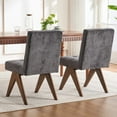 thumbnail image 5 of Kidol & Shellder Modern Upholstered Dining Chairs Set of 2 Tufted Armless Kitchen Chairs with Linen Fabric & Wooden Legs,Dark Gray, 5 of 9