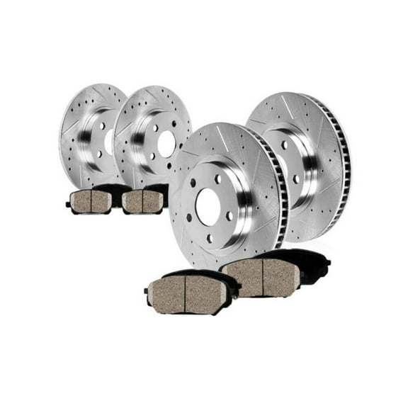 Hex Autoparts Front & Rear Drill Slot Brake Rotors & Ceramic Pads For Jeep Grand Cherokee