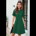 thumbnail image 4 of Vestido Camisero de Verano para Mujer, de Corta con Encaje, Informal, Cuello Redondo, Plisado, Verde, Talla L, 4 of 7