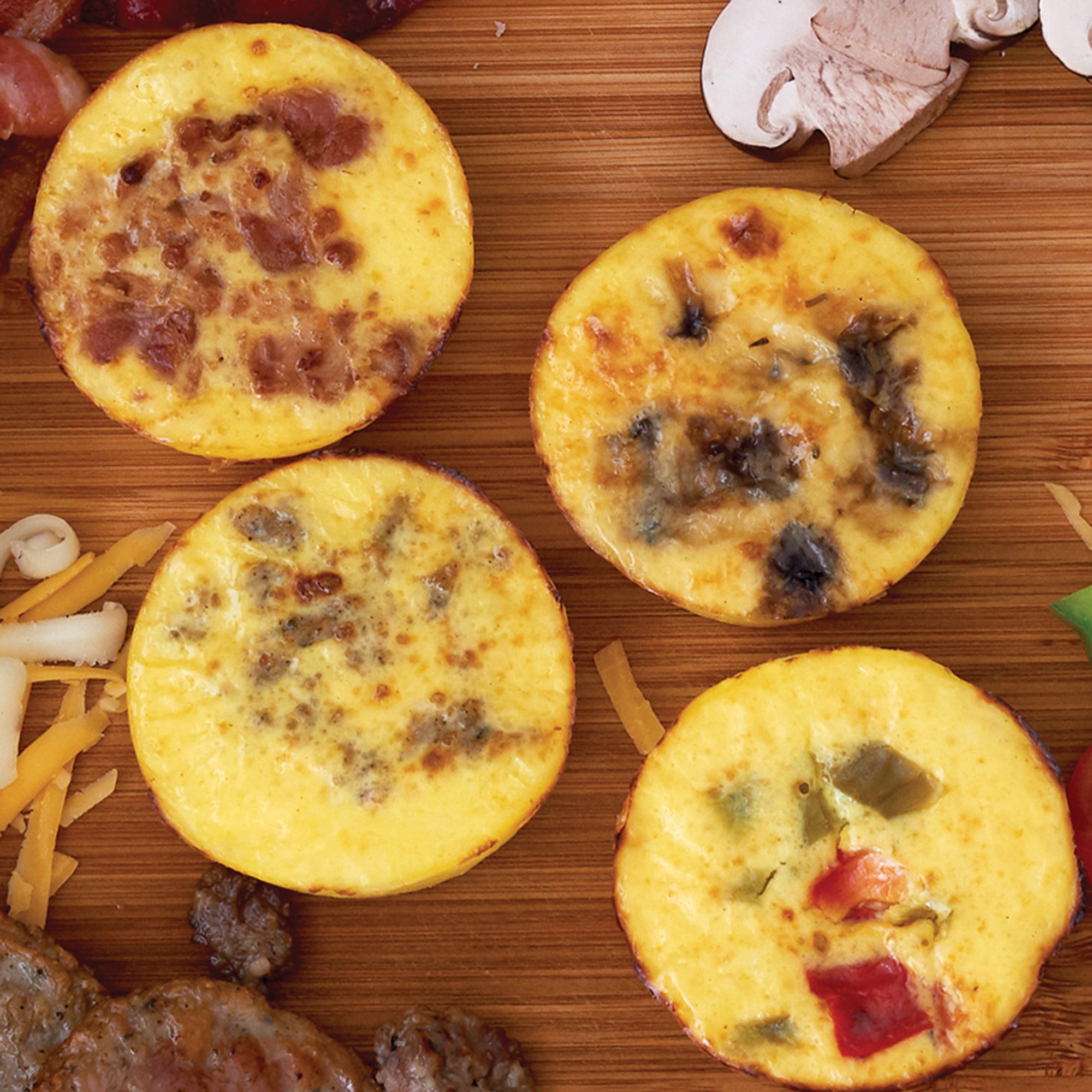 Three Bridges Uncured Bacon & Cheese Egg Bites, Gluten Free, 4.6 oz 2 Count Tray (Refrigerated)