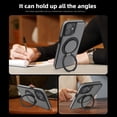 thumbnail image 5 of Allytechgroup Magnetic Case for iPhone 11, Built-in Invisible 360° Rotatable Kickstand, Compatible with MagSafe, PU Leather Slim Shockproof Protective Phone Case Cover, Grey, 5 of 7