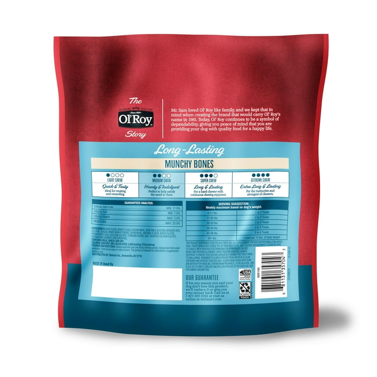 Ol Roy Munchy Bone Greek Yogurt Flavor Treats For Medium and Large Dogs 20 oz 7 Count Walmart