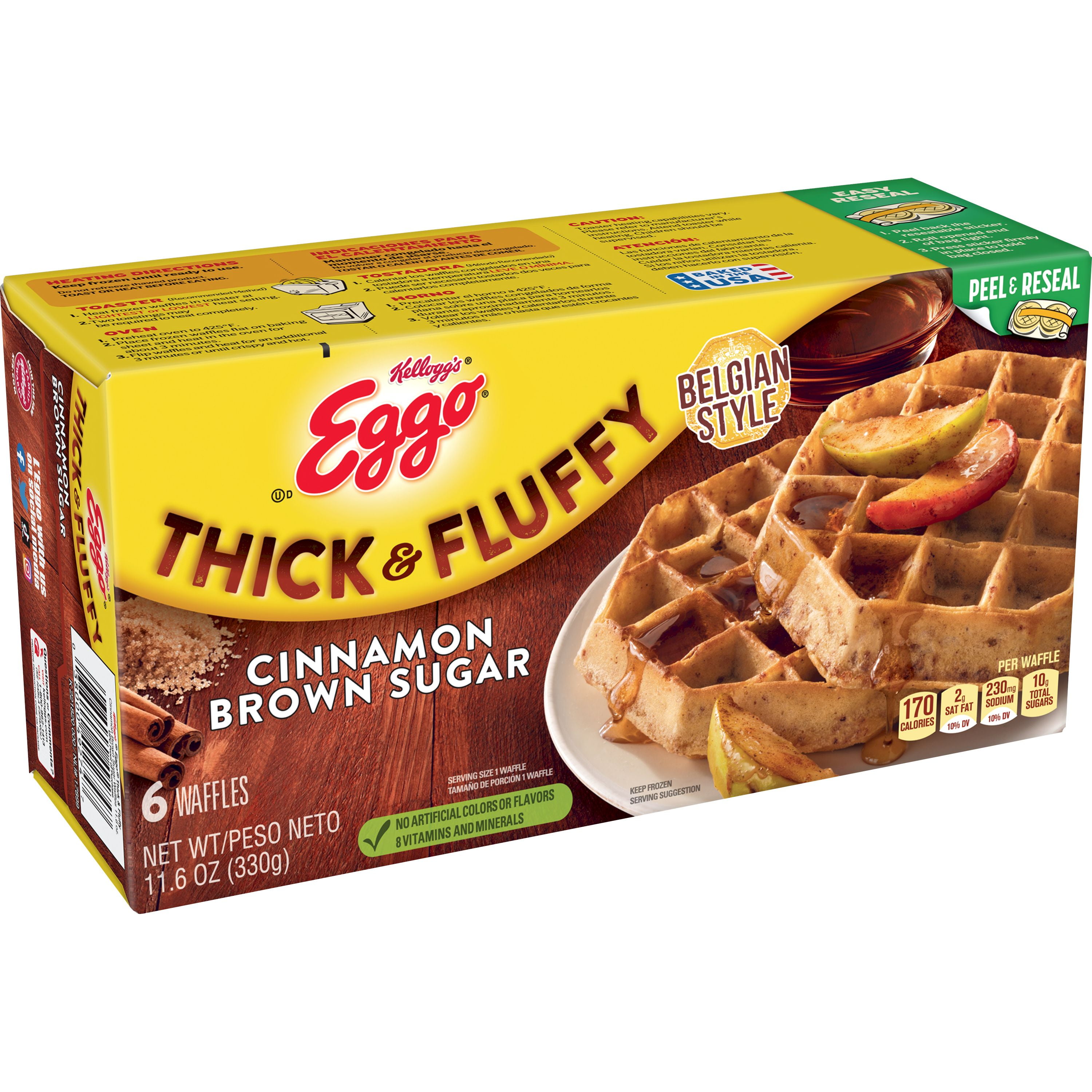 Eggo Frozen Waffles, Cinnamon Brown Sugar, 11.6 Oz, Box, Frozen