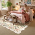 thumbnail image 5 of BERTHMEER 5'X7' Scalloped Washable Area Rugs for Living Room Vintage Soft Beige Bedroom Floral Farmhouse Dining Room Oriental Traditional Low-Pile Non-Slip Flower Carpets, 5 of 7