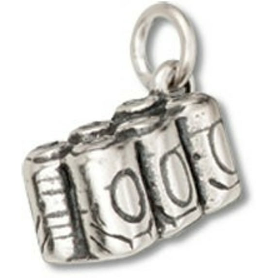 Sterling Silver 20" 1.2mm Box Chain 3D Six Pack Of Beer Or Soda Cans Pendant Necklace