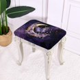 thumbnail image 3 of Xoenoiee Purple Butterfly Moon Flower Marble Print Stool Covers Rectangle Stretch Rectangle Bar Stool Covers with Elastic Band Jacquard Chair Seat Slipcover for Wooden Metal Bench, 2 Pack, 3 of 6