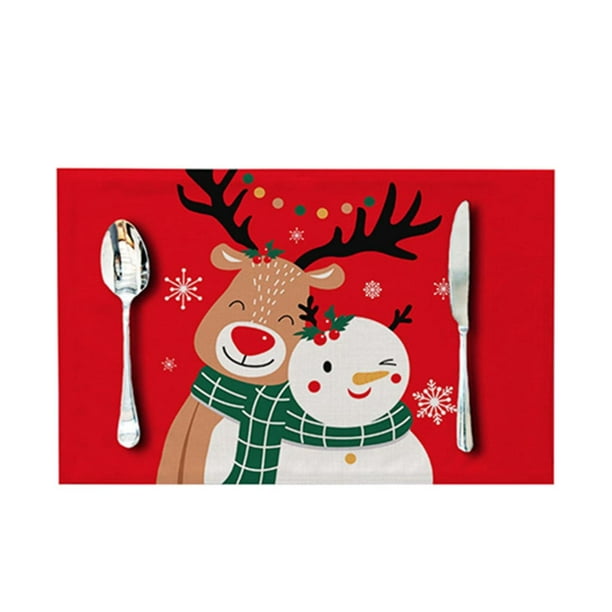 Feliz Navidad mantel individual resistente al calor plato estera cojín decoración de fiesta