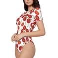 thumbnail image 2 of Daiia Tomato print Women's Crew Neck Short Sleeve Bodysuit Fashion Tops Fit Casual Basic Extender Bodysuit-Medium, 2 of 9