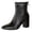 Black, variant on RotHome Silver Boots for Women Pointed Toe Chunky Block Heel Short Ankle Booties Low Heeled Faux Leather Look Everyday Stylish Outfit
