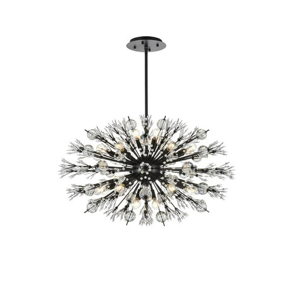 Vera 36 inch crystal starburst oval pendant in black