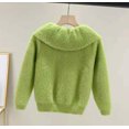 thumbnail image 4 of Mercatoo Kids Girls' Knit Sweater Cardigan Solid Fuzzy Fl𝐞ece Jacket 𝐃ressy Cardigan Collar Button Down Coat for Toddler Baby, 4 of 5