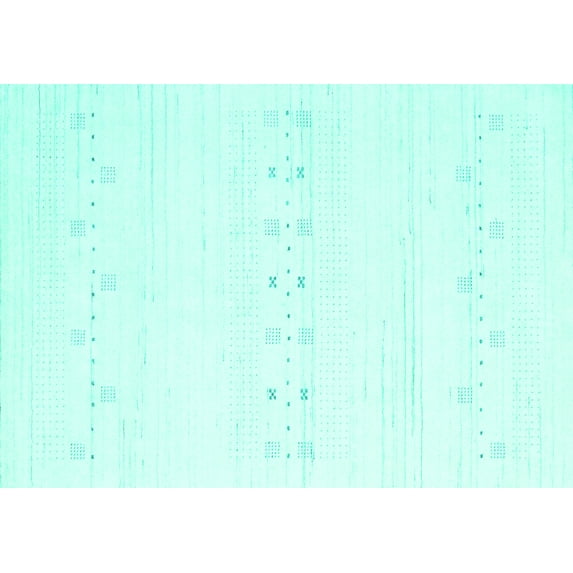 Ahgly Company Machine Washable Indoor Rectangle Solid Turquoise Blue Modern Area Rugs, 7' x 10'