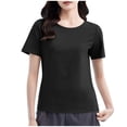thumbnail image 3 of Summer Short Sleeve Tops For Women Casual Solid Round-Neck Hooded Short Sleeve Loose Fitting Tops Black Outfits Clothes 2026 S-2XL, 3 of 5