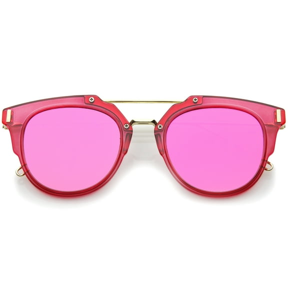sunglassLA - Colorful Fashion Translucent Color Mirrored Flat Lens Pantos Sunglasses - 45mm
