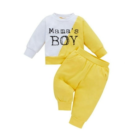 

Kids Baby Long-sleeved Sweater Trousers Suit Letter Top Color Matching Long Pants Set Spring Autumn Boys Infant Clothes