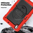 thumbnail image 3 of Case for iPad Pro 13 inch (2025 M5/2024 M4) with Screen Protector, 360 Degree Rotating Kickstand Hand Strap Heavy Duty Shockproof Cover with Shoulder Strap, Red, 3 of 7