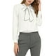 thumbnail image 1 of Inspire Chic Conjunto Blusa de Trabajo de Manga Larga con Botones y Cuello de Laço para Mujeres L Blanca, 1 of 8