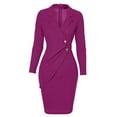thumbnail image 4 of Meichang 2 Pieces Blazer Set for Women Bodycon Long Sleeve Pleated Blazer Slimming Skirt Elegant Solid Color Office Suit Sets, 4 of 7