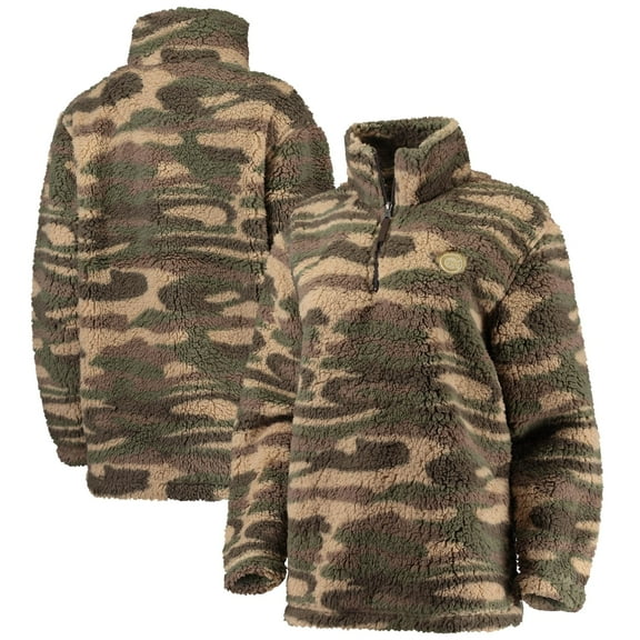 Women's G-III 4Her by Carl Banks Camo Chicago Cubs Sherpa Quarter-Zip Jacket
