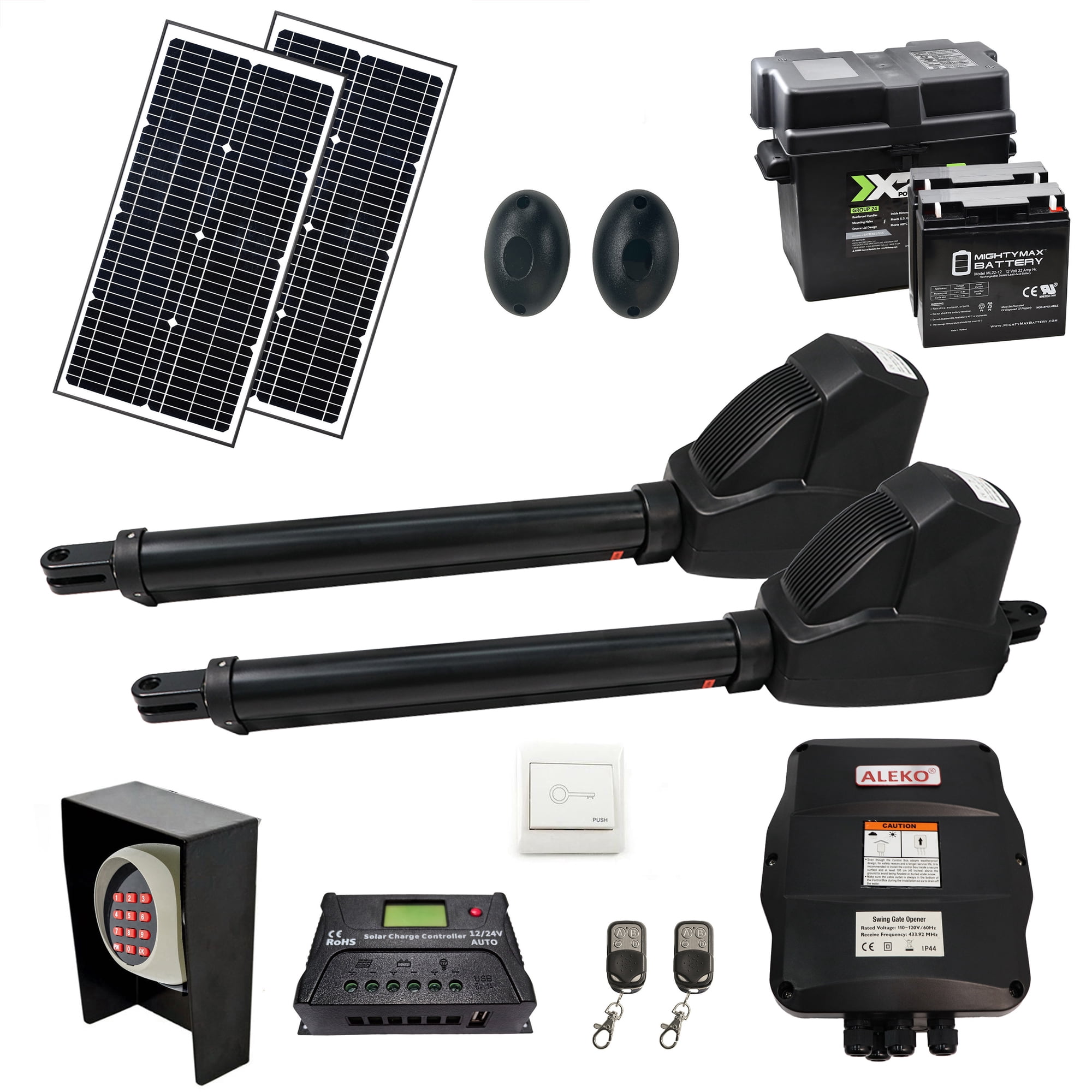 ALEKO AS1200GLD Solar Dual Swing Gate Opener Kit, Up to 1760 lb