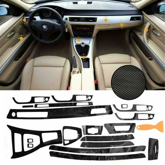 5D Interior Glossy Carbon Fiber Wrap Trim Decal For For For For For BMW 3 Series E90 2005-2012