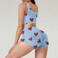 thumbnail image 4 of cocolona Fleece Pajamas for Women Set Heart Print Crop Tank Top and Shorts Pajama Set Fall Winter 2 Piece Lounge Outfits Soft Warm Sleepwear, 4 of 6