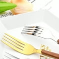 thumbnail image 6 of Western Cutlery Set Stainless Steel Imitation Wood Handle Dinnerware 1/2/3/4/6 Tableware Set Knife Fork Spoon Silverware Set (BrownGold,3 Set), 6 of 7